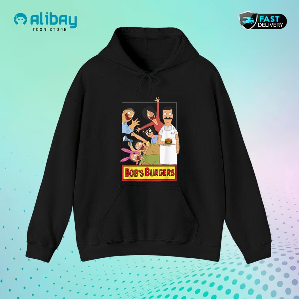 Bob's Burgers Family Shot & Teddy Logo Pullover Hoodie