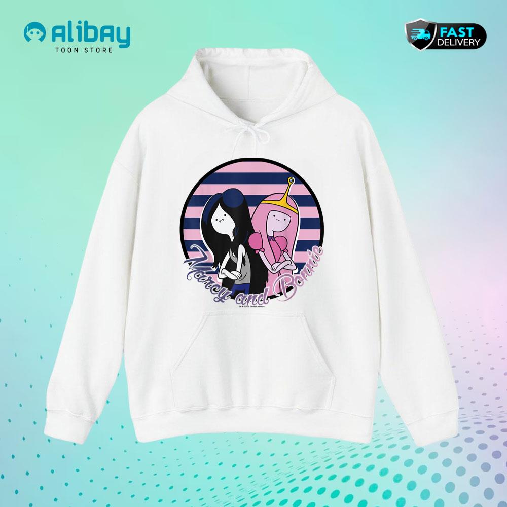 CN Adventure Time Marcy And Bonnie Striped Portrait Pullover Hoodie