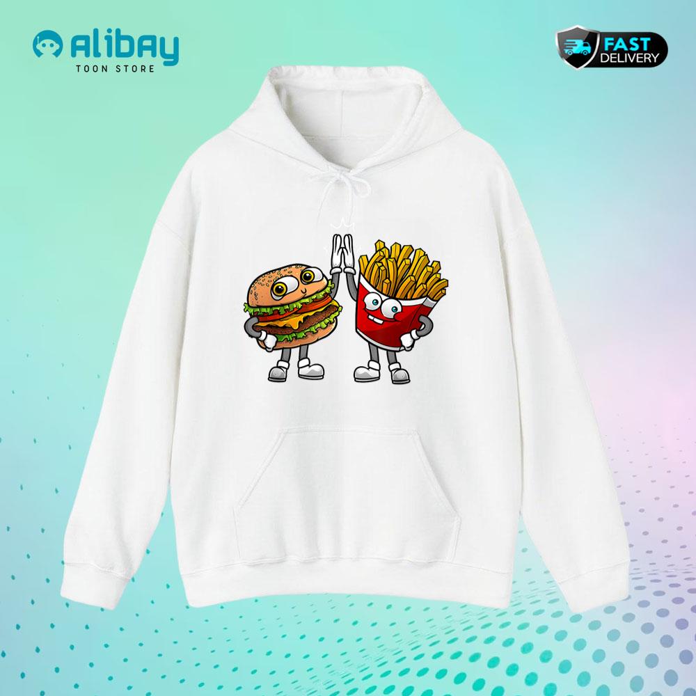 Funny Hamburger And Fries Gift Cool Fast Food Meal Pullover Hoodie