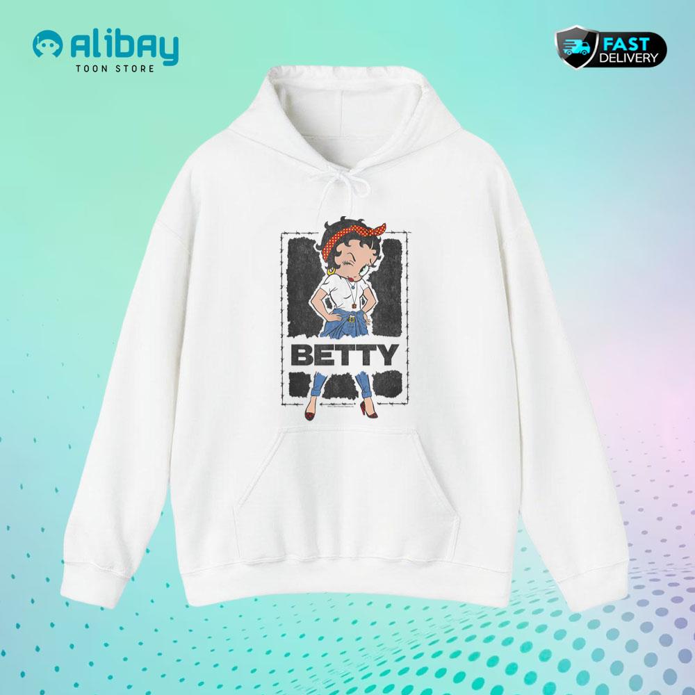 Betty Boop Barbed Wire Frame Pullover Hoodie