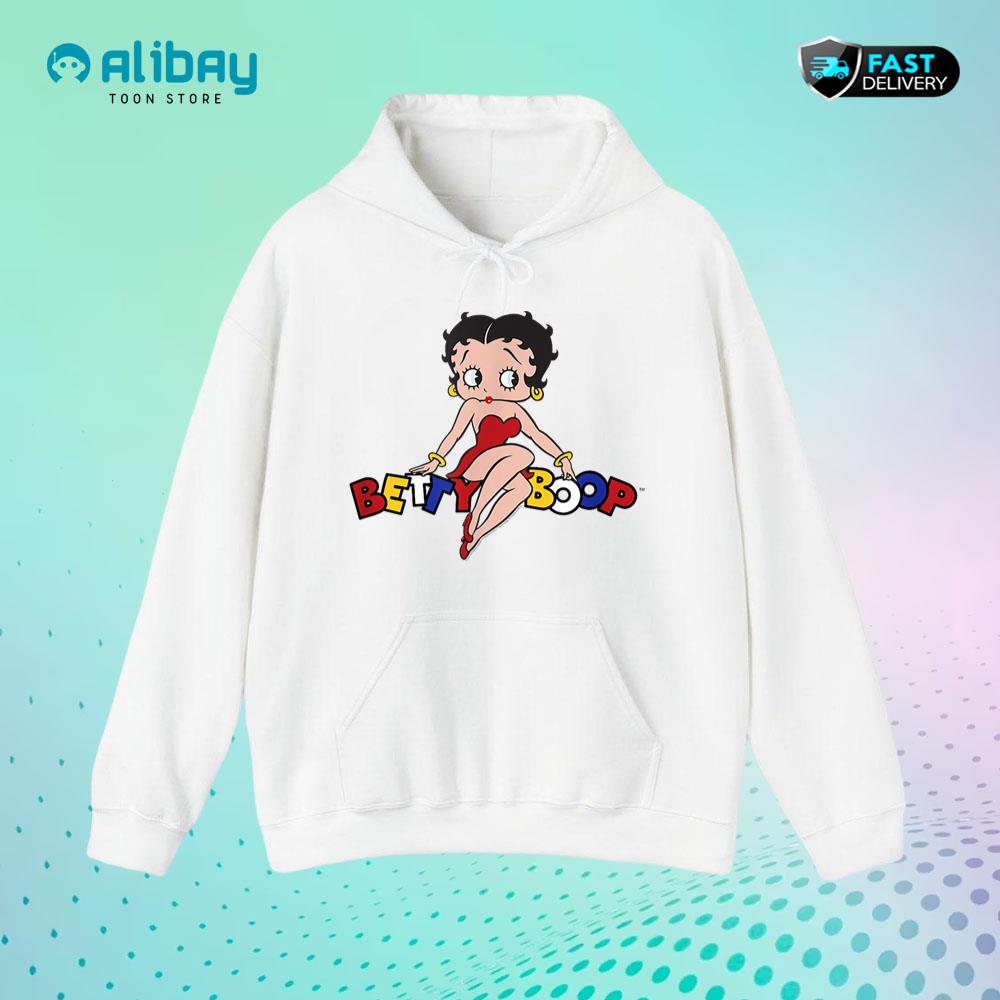 Betty Boop Betty Sitting on Logo Pullover Hoodie