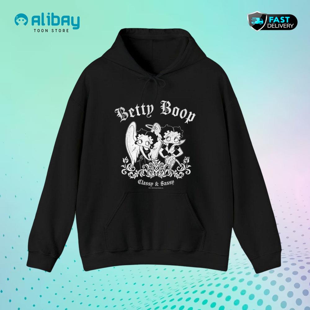 Betty Boop Classy & Sassy Angel & Demon Vintage Logo Pullover Hoodie