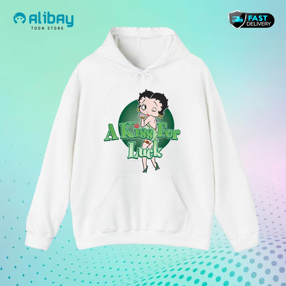 Betty Boop St. Patrick's Day A Kiss For Luck Betty Pullover Hoodie