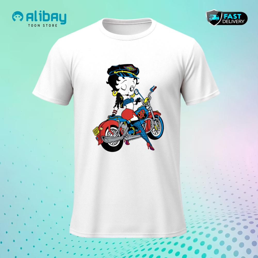 Betty Boop Vintage Biker Babe Color Pop Motorcycle T-Shirt