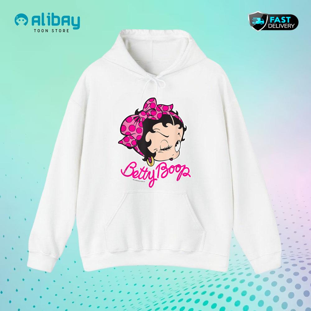 Betty Boop Vintage Pin Up Miss Betty Pink Pullover Hoodie