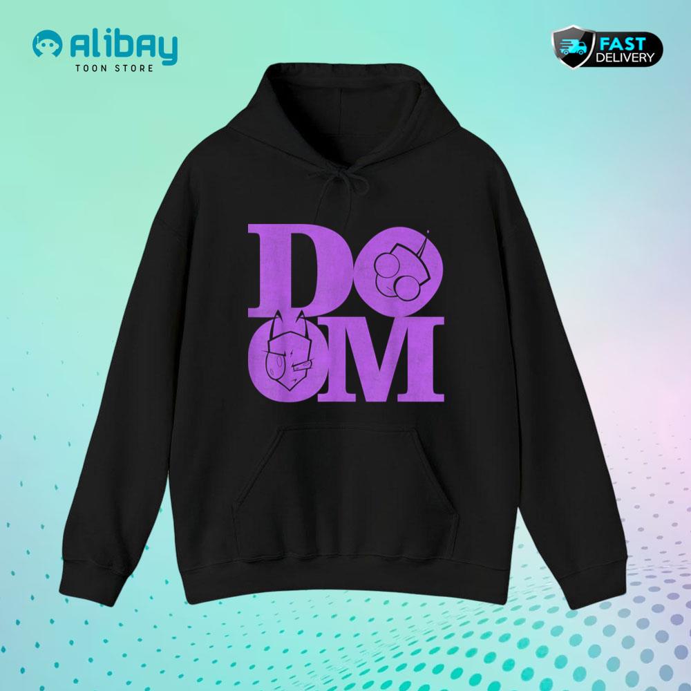 Invader Zim And Gir Doom Lettered Graphic Pullover Hoodie