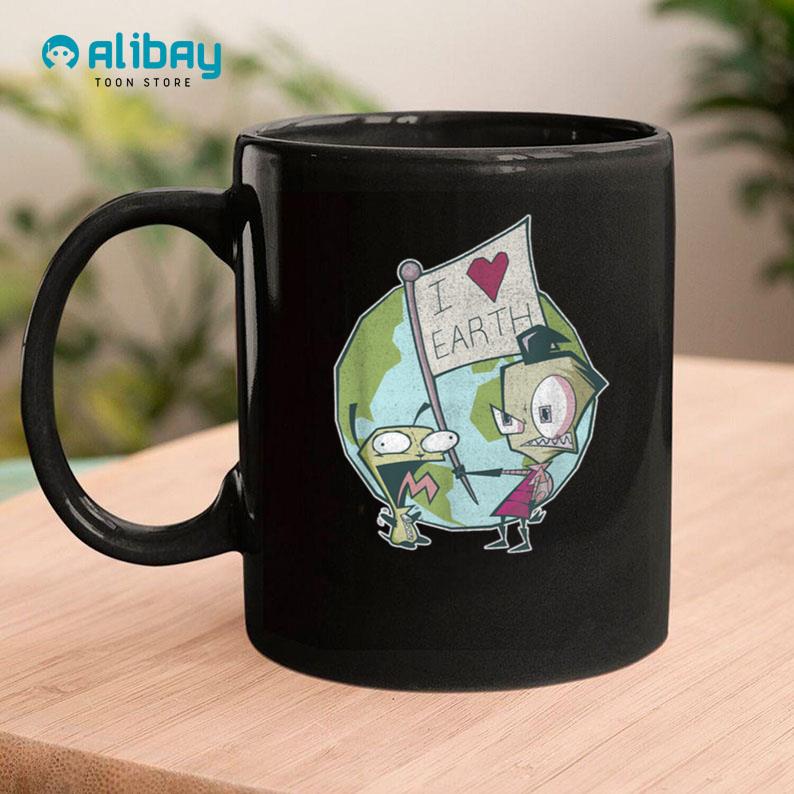 Invader Zim Earth Day I Heart Earth Sign Coffee Mug