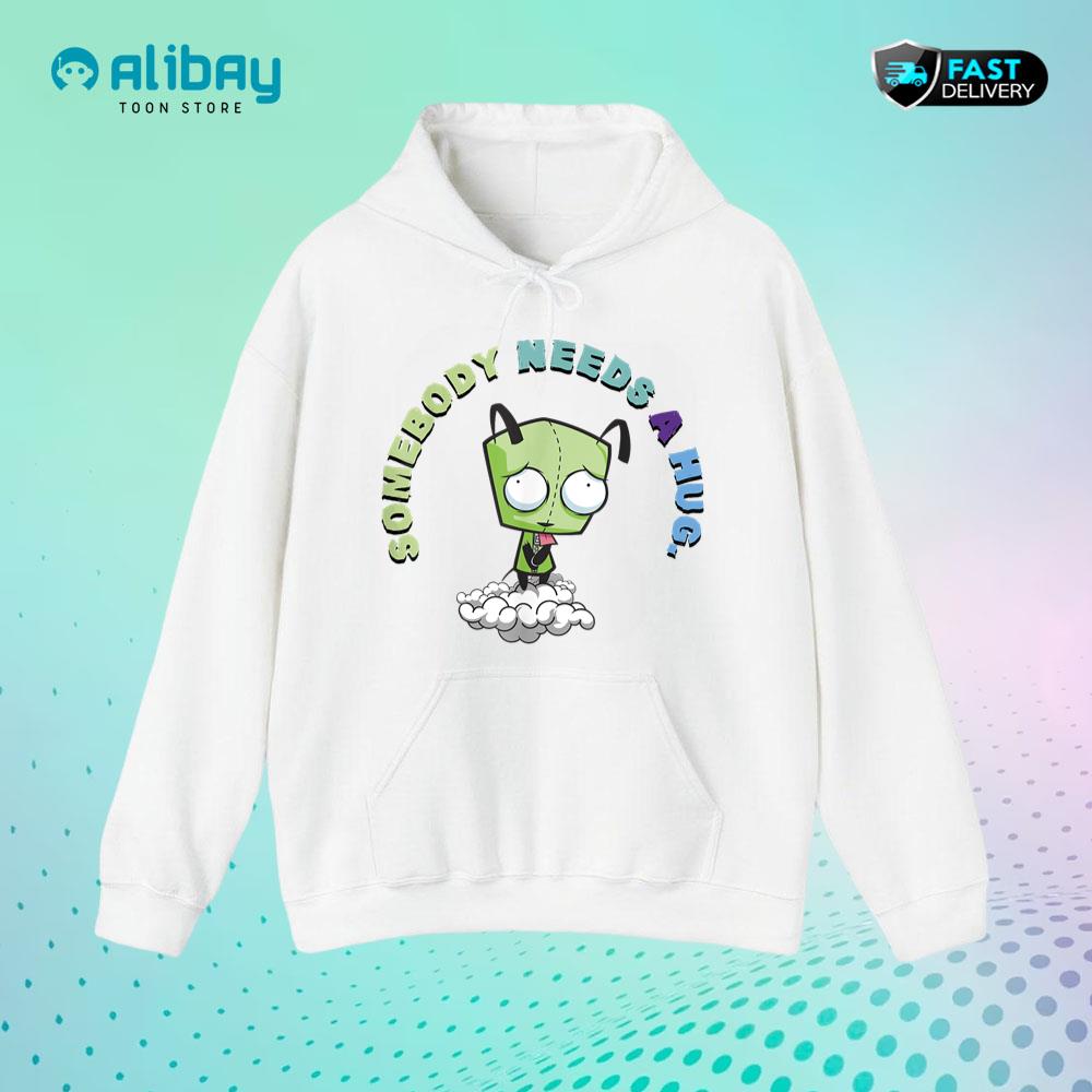 Invader Zim Gir Somebody Needs A Hug Sad Portait Pullover Hoodie