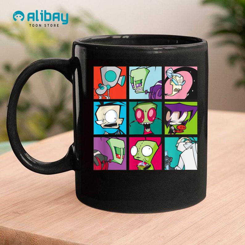 Invader Zim Group Shot Characters Boxed Up Grid Logo Coffee Mug