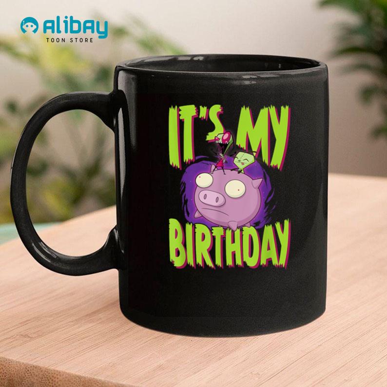 Invader Zim It's My Birthday Zim & Gir Riding Pig Coffee Mug