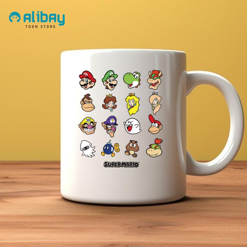 Nintendo Super Mario Character Faces Grid Coffee Mug