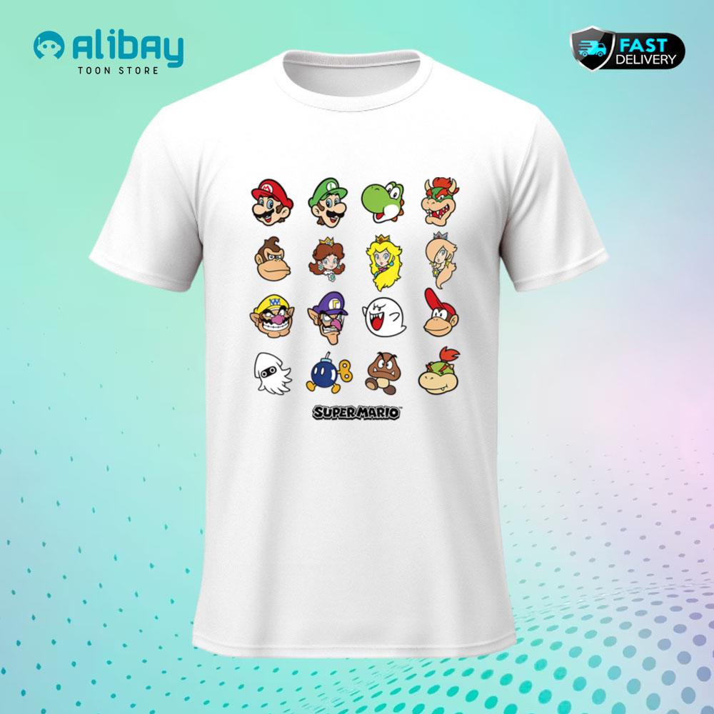 Nintendo Super Mario Character Faces Grid T-Shirt