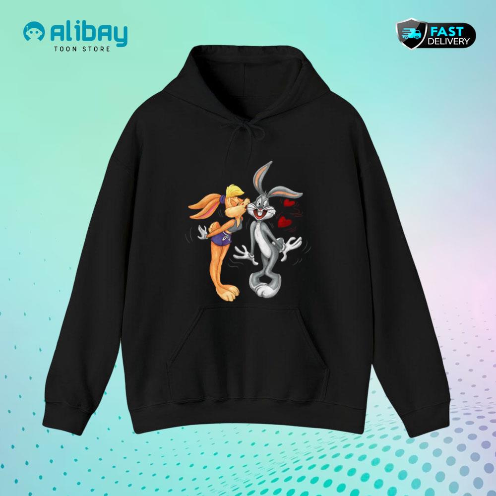 Looney Tunes Bugs and Lola Kiss Valentine's Day Pullover Hoodie