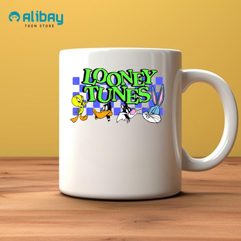 Looney Tunes Checkerboard with Characters Coffee Mug