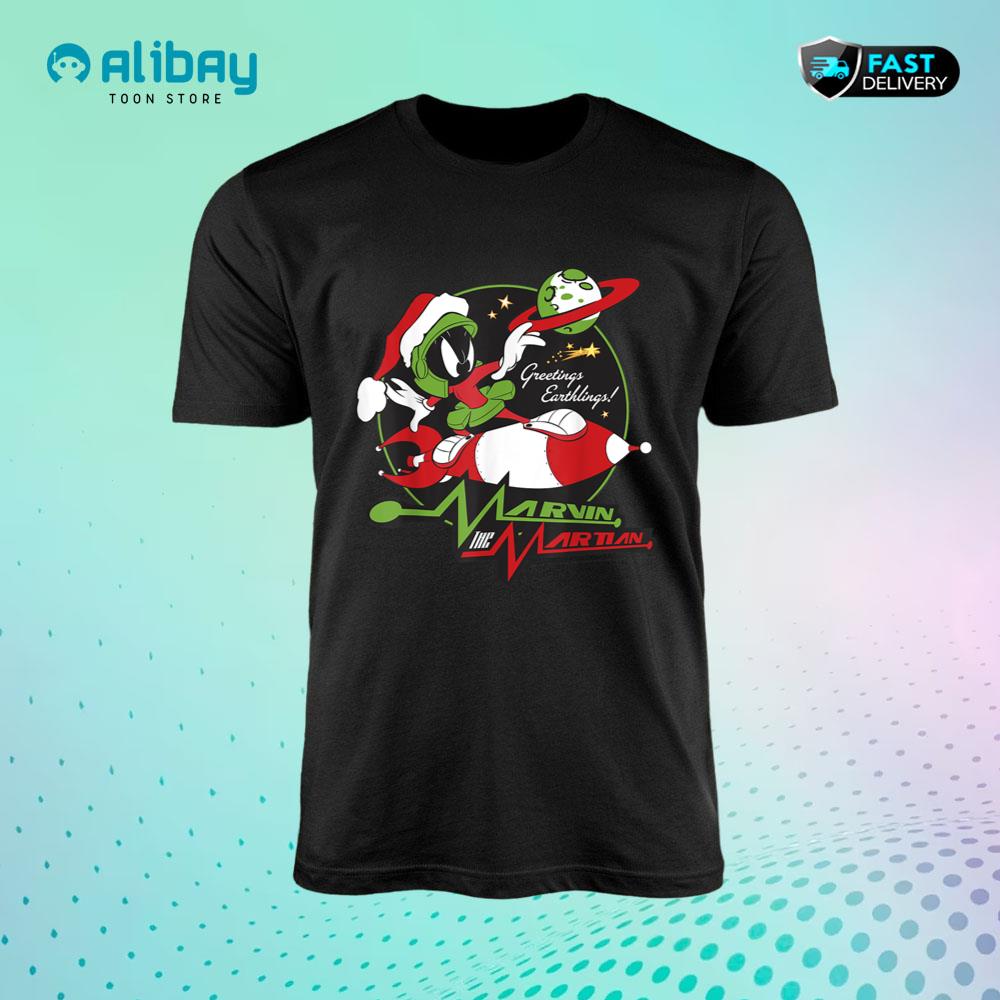 Looney Tunes Christmas Marvin The Martian Greetings T-Shirt