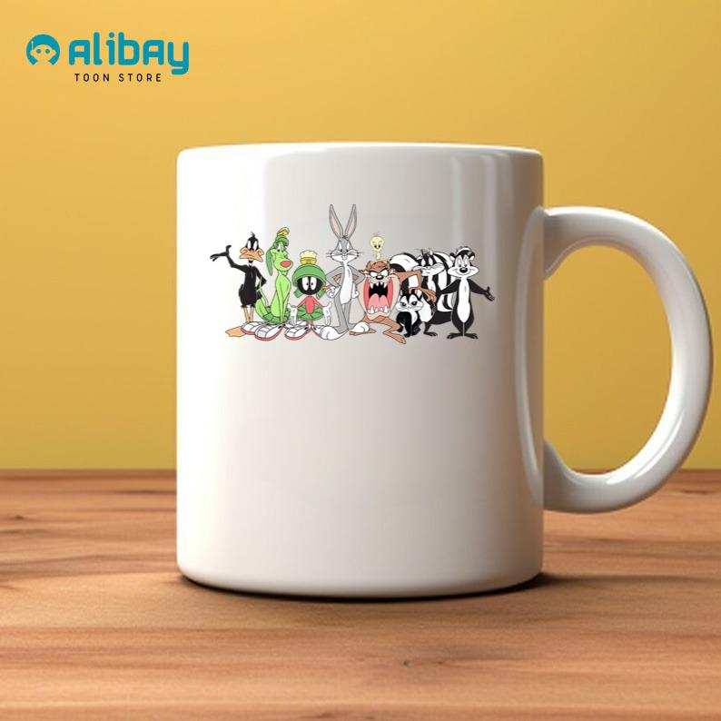 Looney Tunes Group Shot Line Up Front & Back Coffee Mug