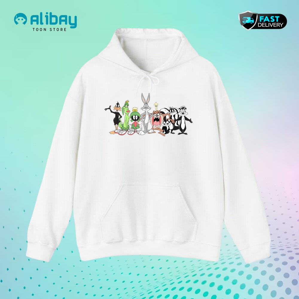 Looney Tunes Group Shot Line Up Front & Back Hoodie