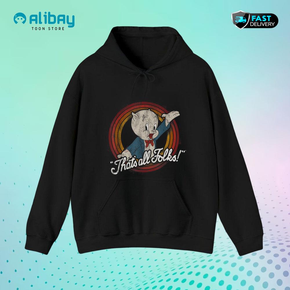 Looney Tunes Porky Pig That's All Folks Classic Pullover Hoodie