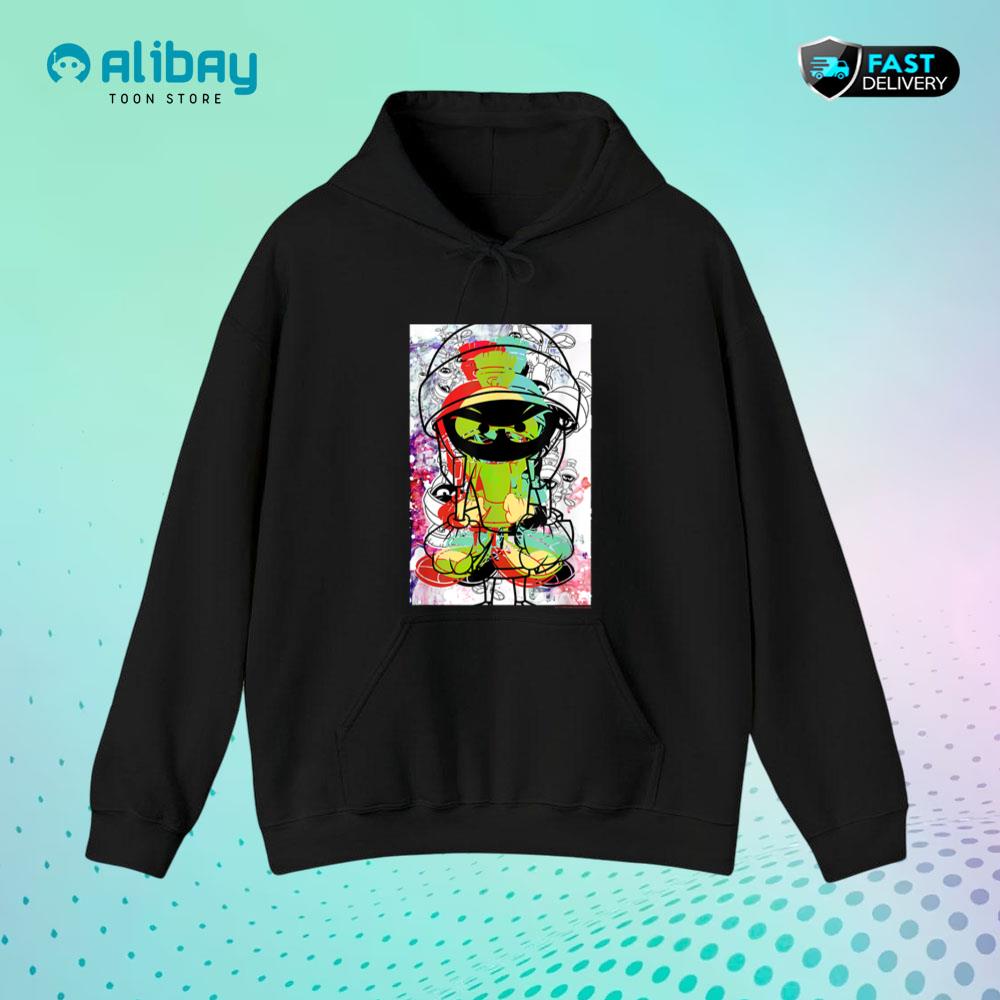 Marvin The Martian Paint Sketch Portrait Pullover Hoodie