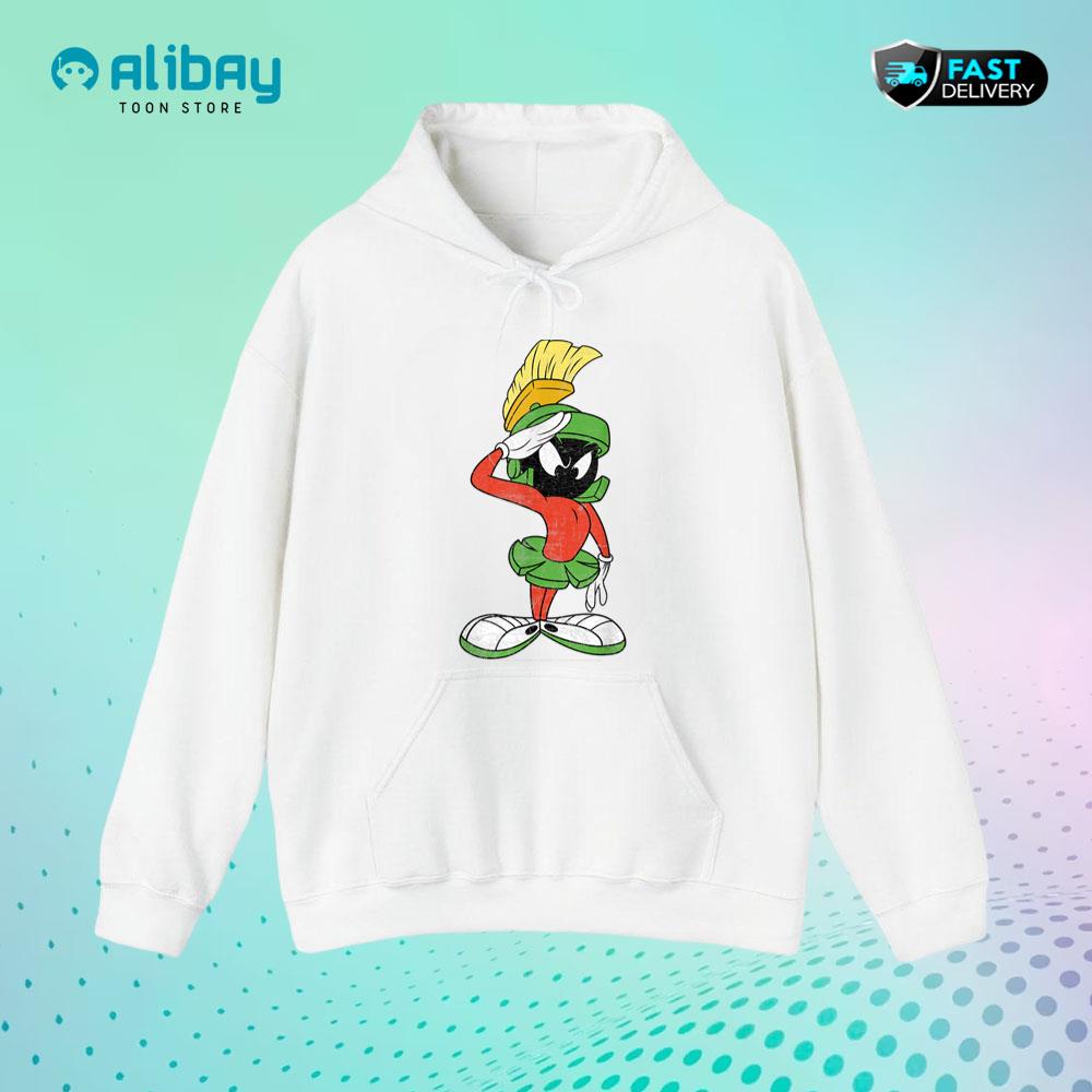 Marvin The Martian Salute Portrait Pullover Hoodie